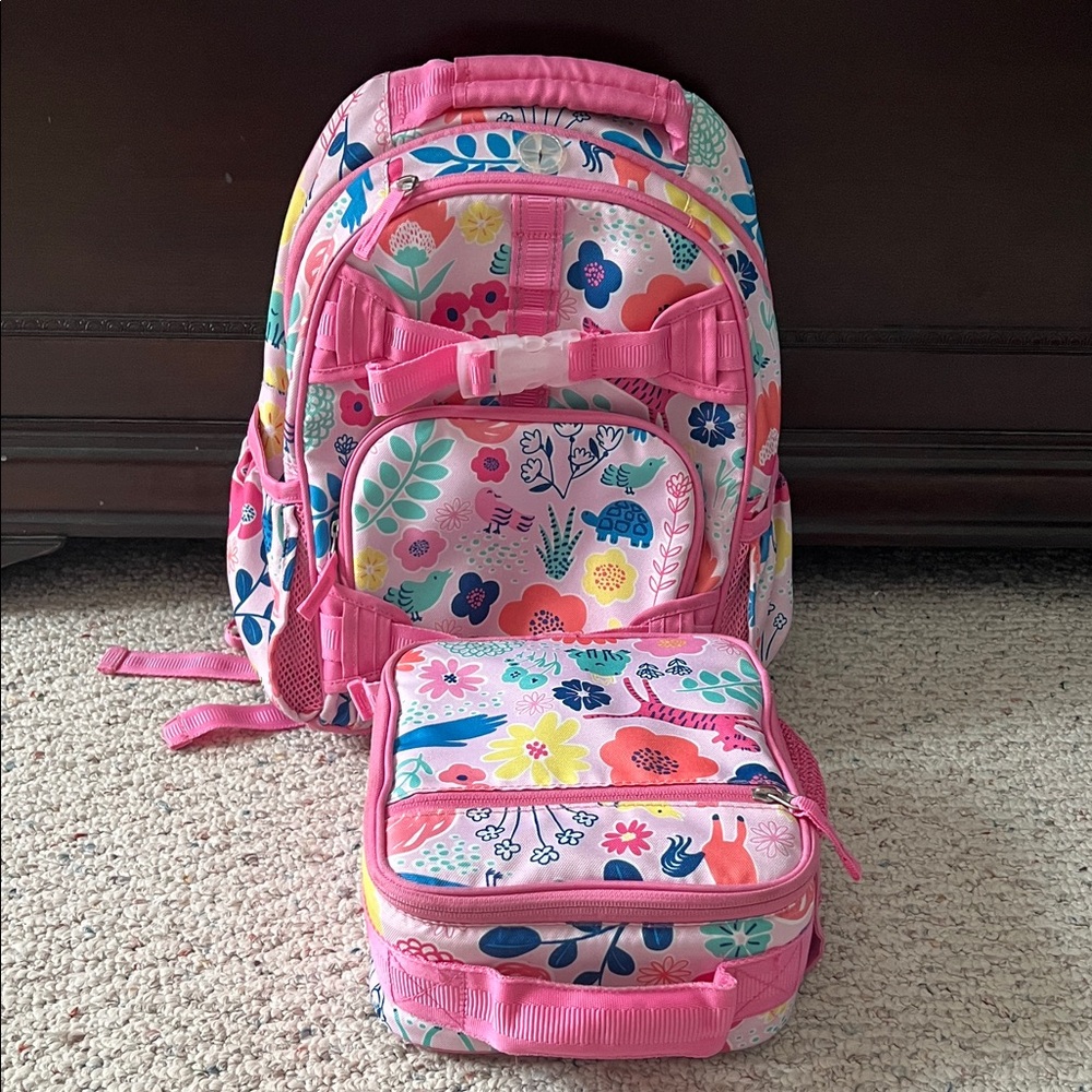 Pottery Barn Kids Pink Floral Backpack and Lunch Bag Set
